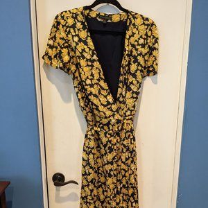 Yellow and Blue Banana Republic Wrap Dress